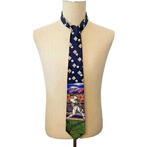 TABASCO Baseball 100% Silk Neck Tie Made in USA Flags Hot Sauce Novelty